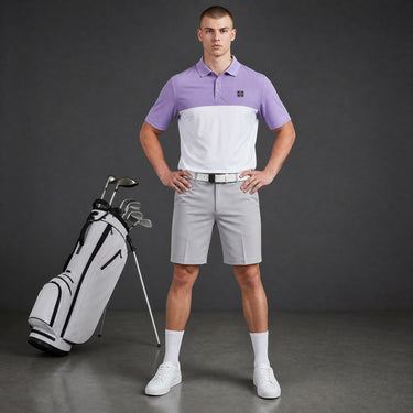 HARG Comfort Fit Golf Polo - Royal Purple / Chalk White - HARG Golf