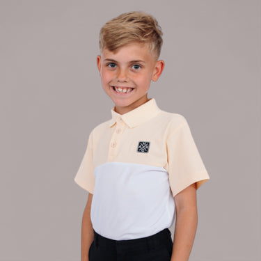 HARG Junior Comfort Fit Golf Polo - Lemon Yellow / Chalk White - HARG Golf