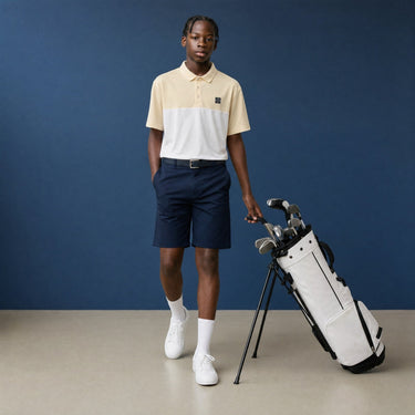 HARG Junior Comfort Fit Golf Polo - Lemon Yellow / Chalk White - HARG Golf