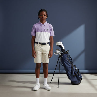 HARG Junior Comfort Fit Golf Polo - Royal Purple / Chalk White - HARG Golf