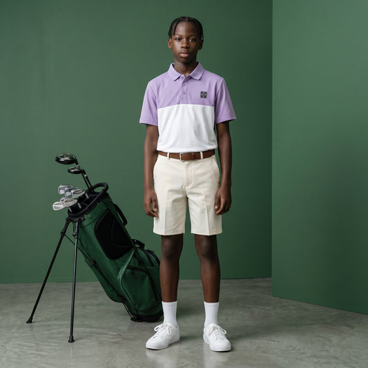 HARG Junior Comfort Fit Golf Polo - Royal Purple / Chalk White - HARG Golf