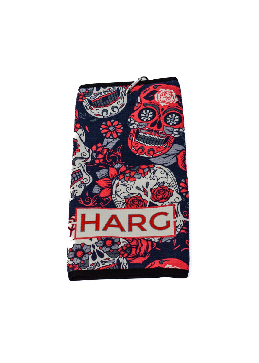 Microfibre Towel - Red Sugar Skulls - HargUK