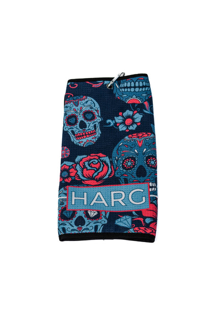 Microfibre Golf Towel - Blue Sugar Skulls - HARG