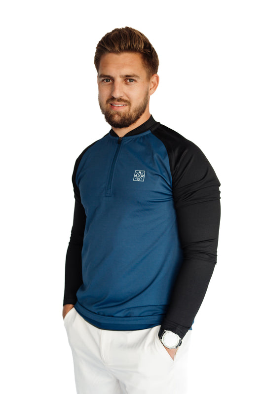 Men's 1/4 Zip - Deepsea Blue / Midnight Black