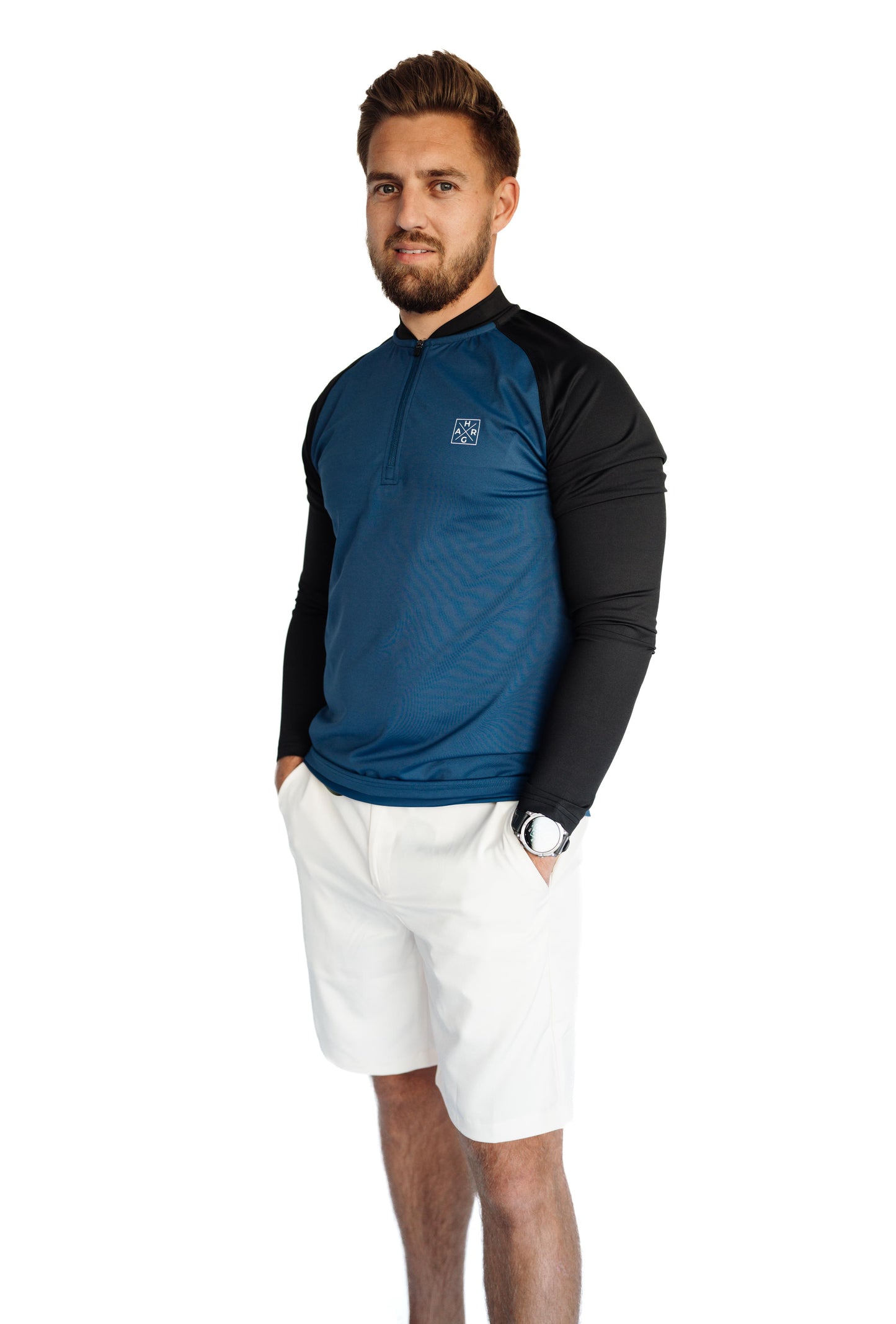 Men's 1/4 Zip - Deepsea Blue / Midnight Black