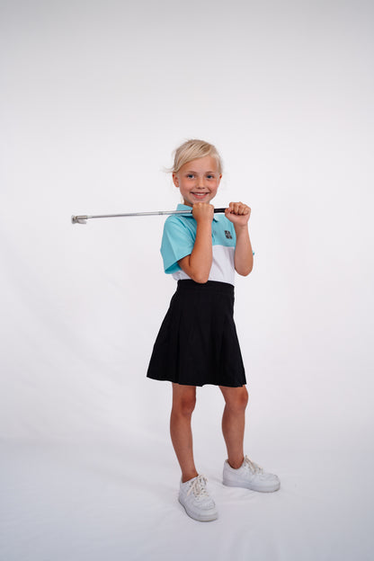 Kids golf polo - Sky Blue / Chalk White - HARG