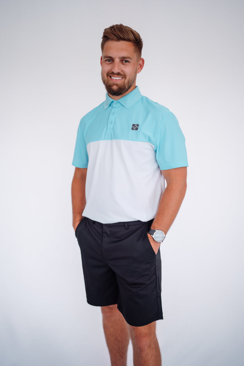 Men's golf polo - Sky Blue / Chalk White - HARG