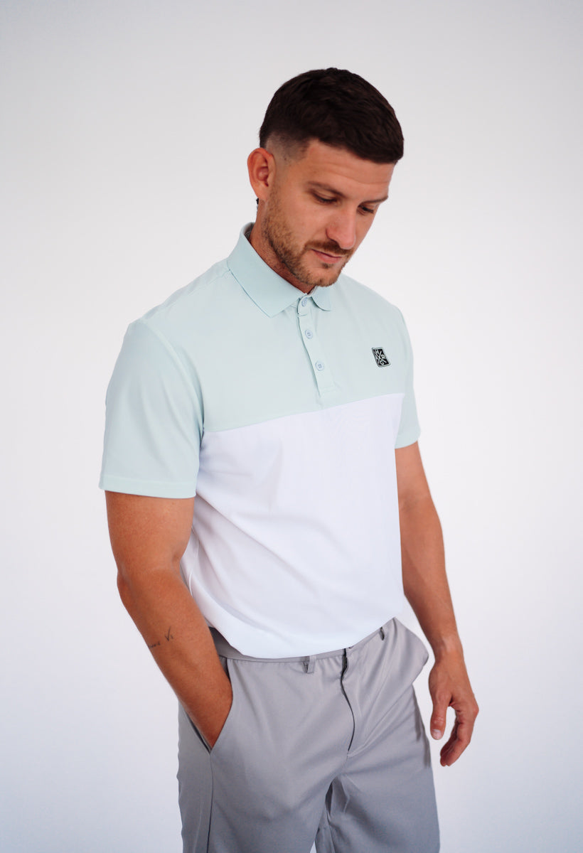 Men's golf polo - Mint Green / Chalk White - HARG