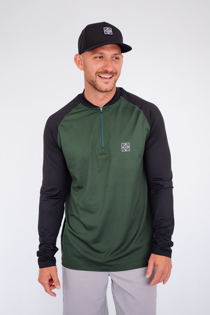 Men's 1/4 Zip - Hunter Green / Midnight Black - HARG