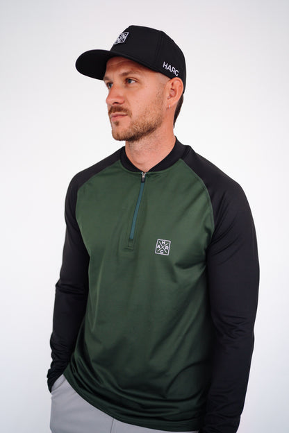 Slim Fit 1/4 Zip - Hunter Green / Midnight Black - HargUK