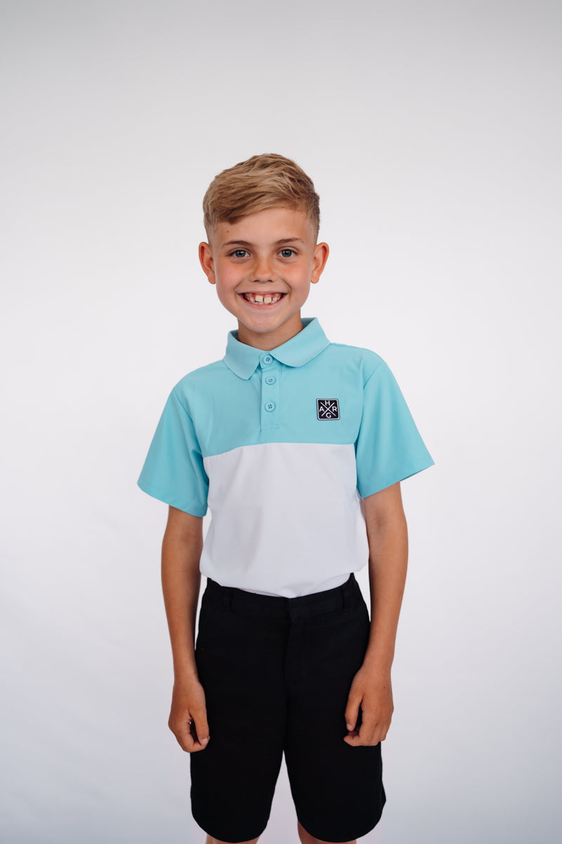 Junior Comfort Fit Polo - Sky Blue / Chalk White - HargUK