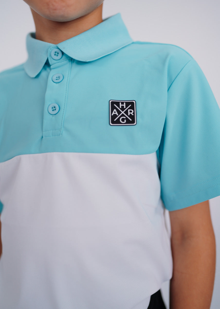 Junior Comfort Fit Polo - Sky Blue / Chalk White - HargUK