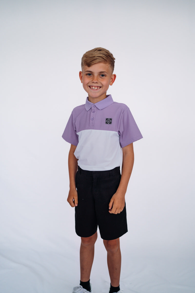 Kids golf polo - Royal Purple / Chalk White - HARG