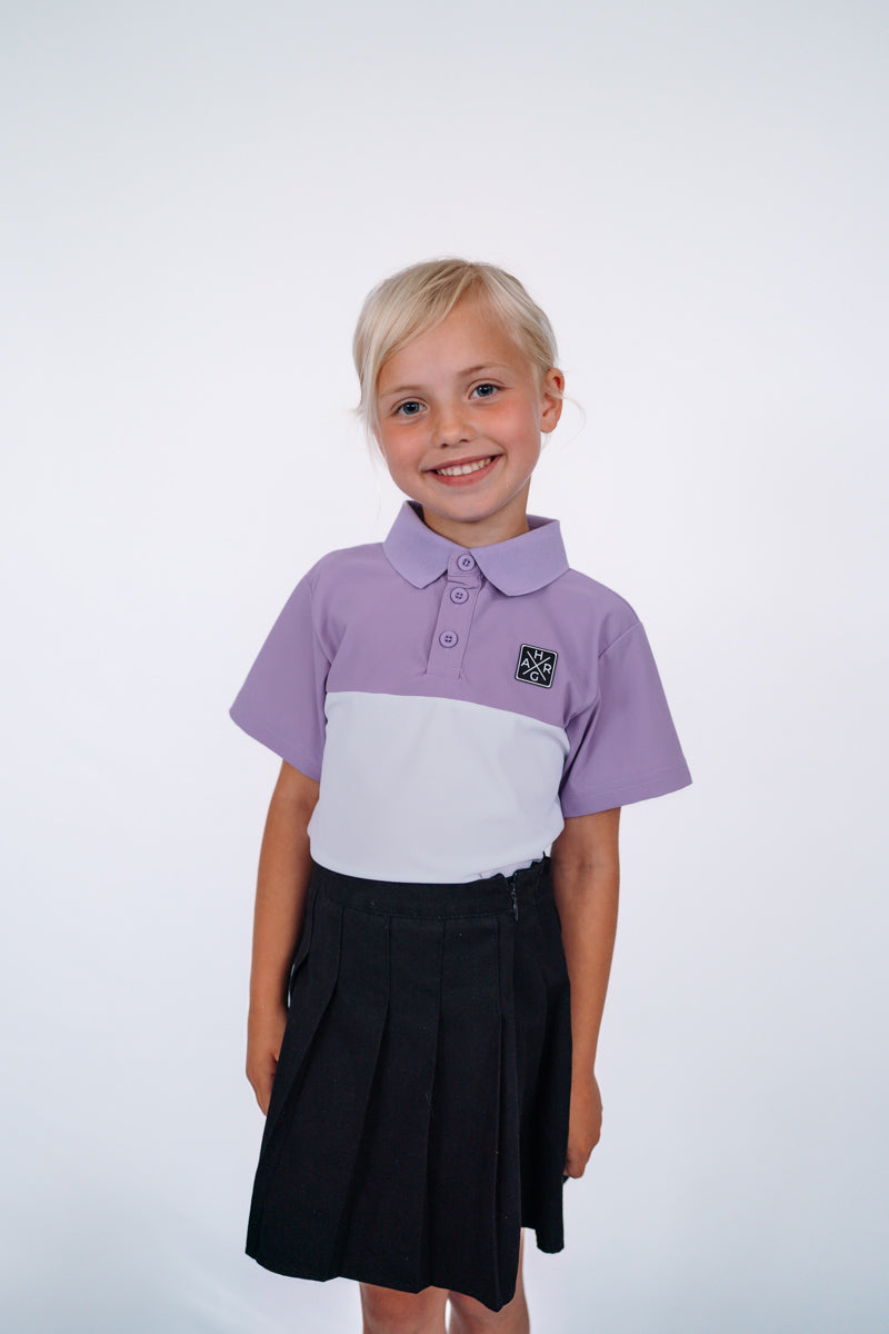 Kids golf polo - Royal Purple / Chalk White - HARG