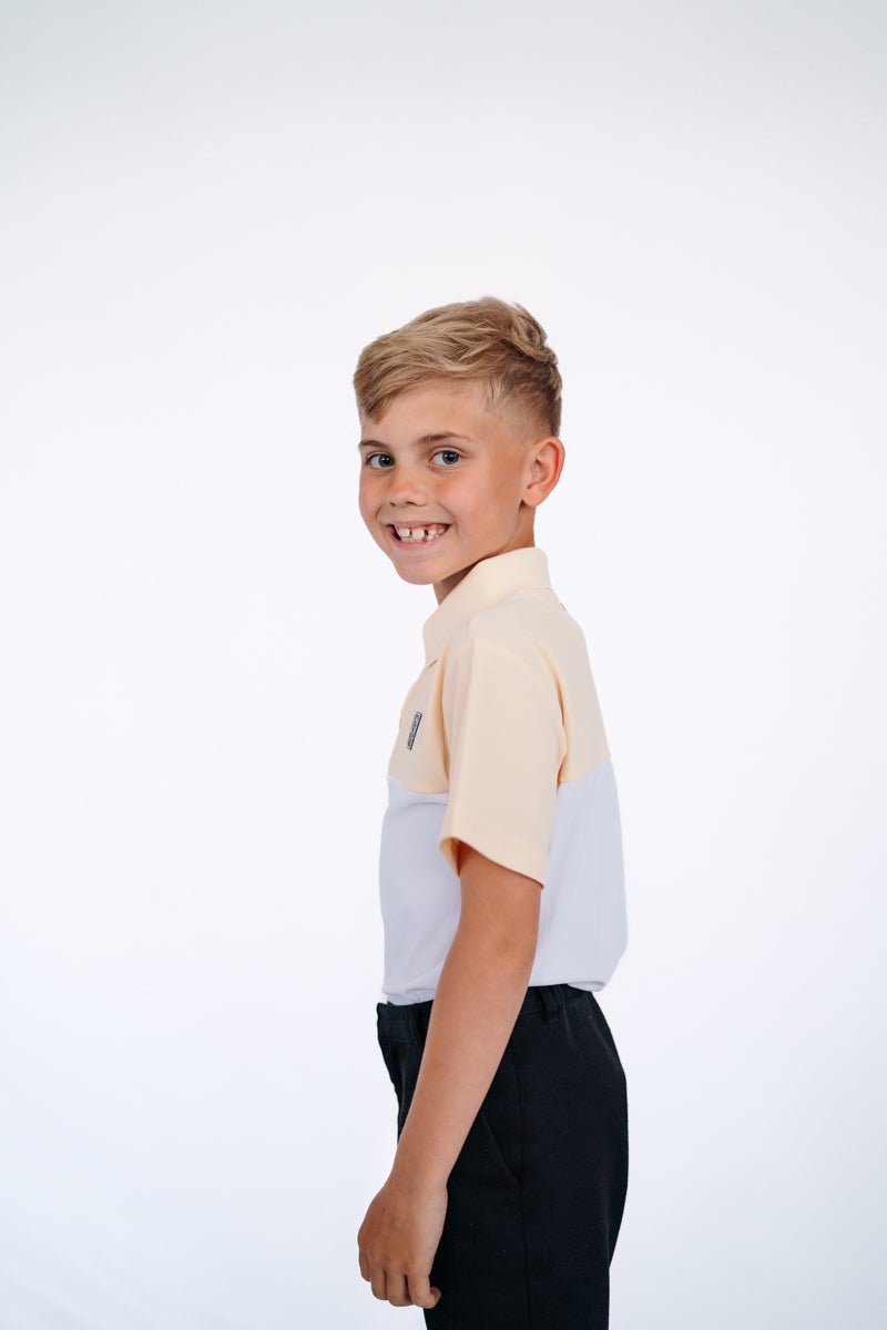 Kids golf polo - Lemon Yellow / Chalk White - HARG