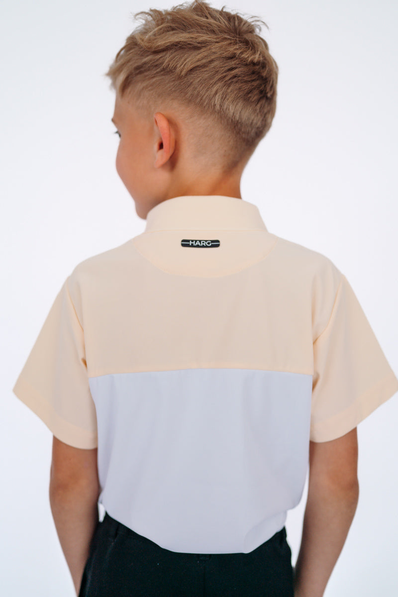 Kids golf polo - Lemon Yellow / Chalk White - HARG