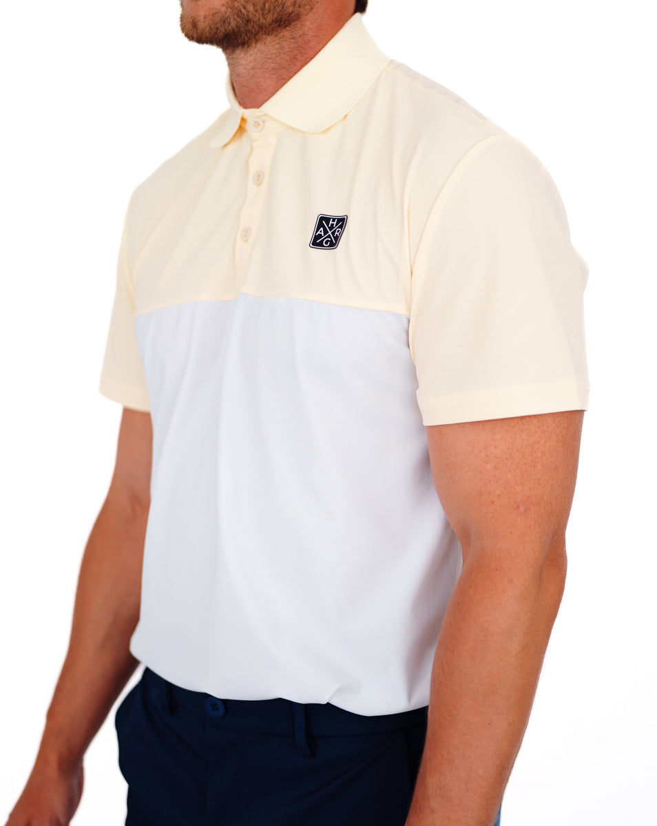 Men's golf polo - Lemon Yellow / Chalk White - HARG