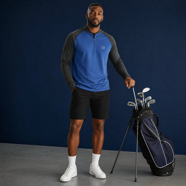 HARG 1/4 Zip Pullover - Deepsea Blue / Midnight Black - HARG Golf