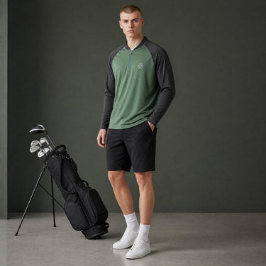 HARG 1/4 Zip Pullover – Hunter Green/Midnight Black - HARG Golf