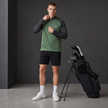 HARG 1/4 Zip Pullover – Hunter Green/Midnight Black - HARG Golf