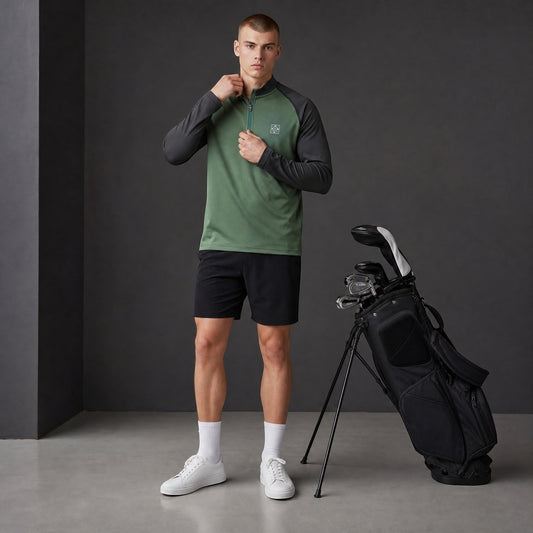 HARG 1/4 Zip Pullover – Hunter Green/Midnight Black - HARG Golf