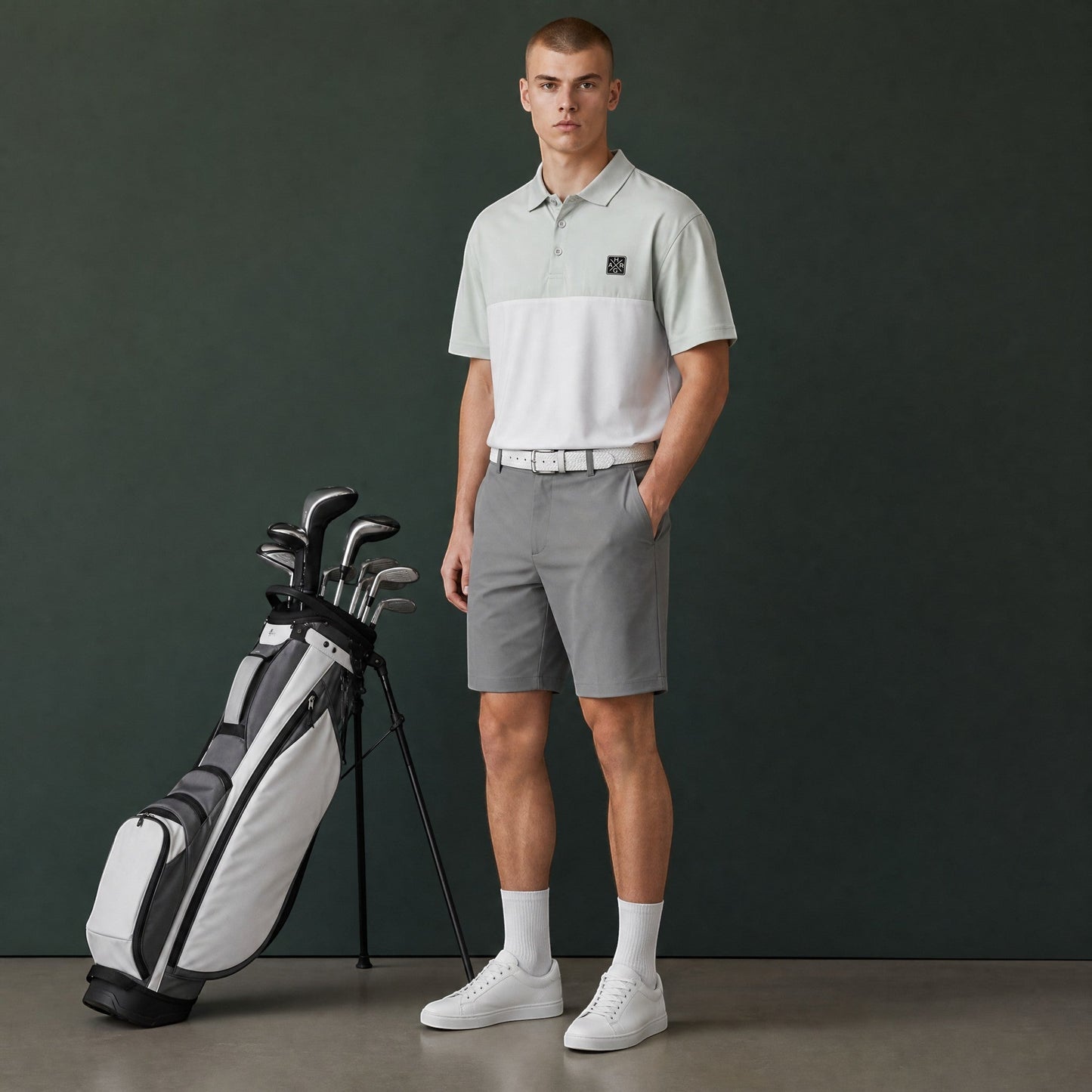 HARG Comfort Fit Golf Polo - Mint Green / Chalk White - HARG Golf