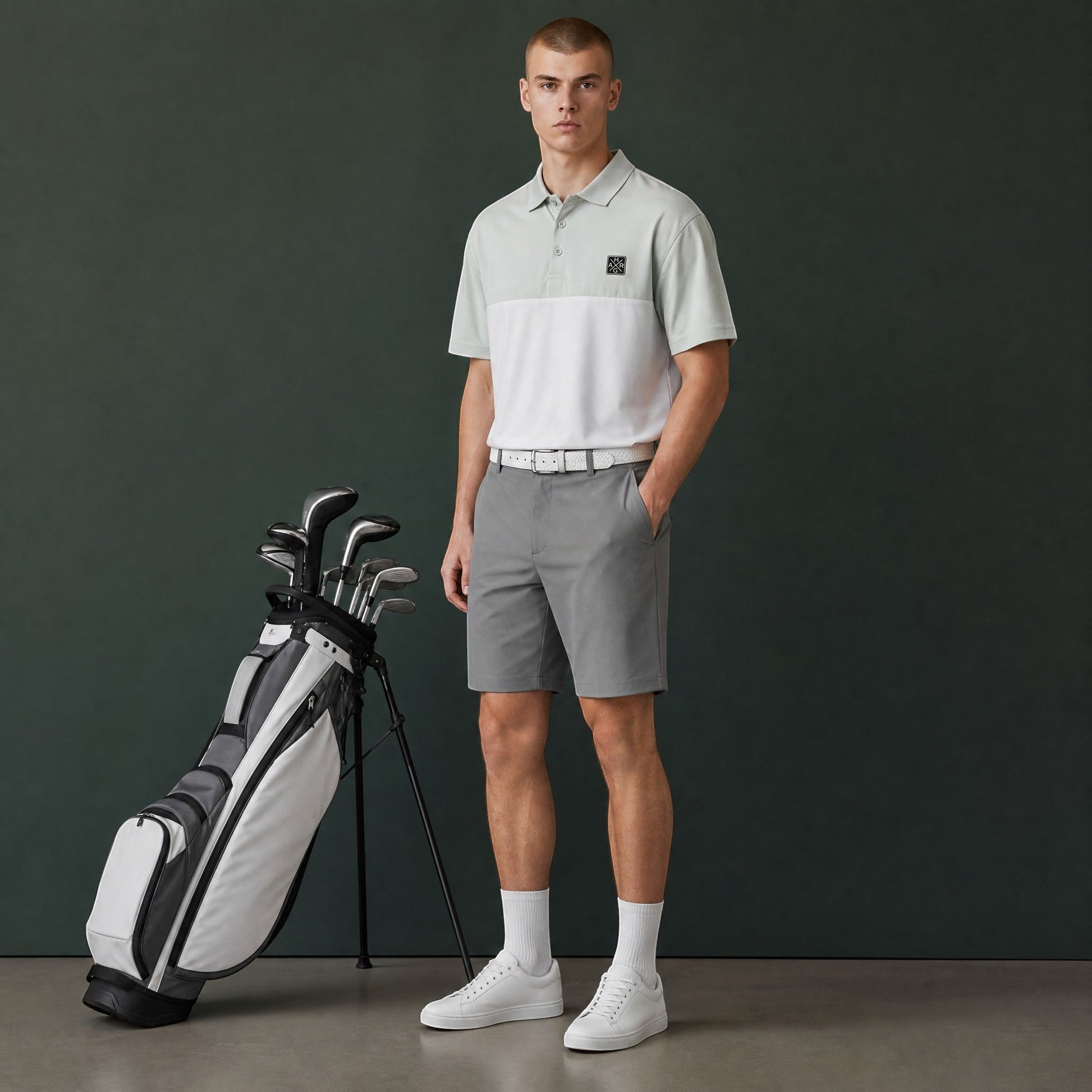 HARG Comfort Fit Golf Polo - Mint Green / Chalk White - HARG Golf