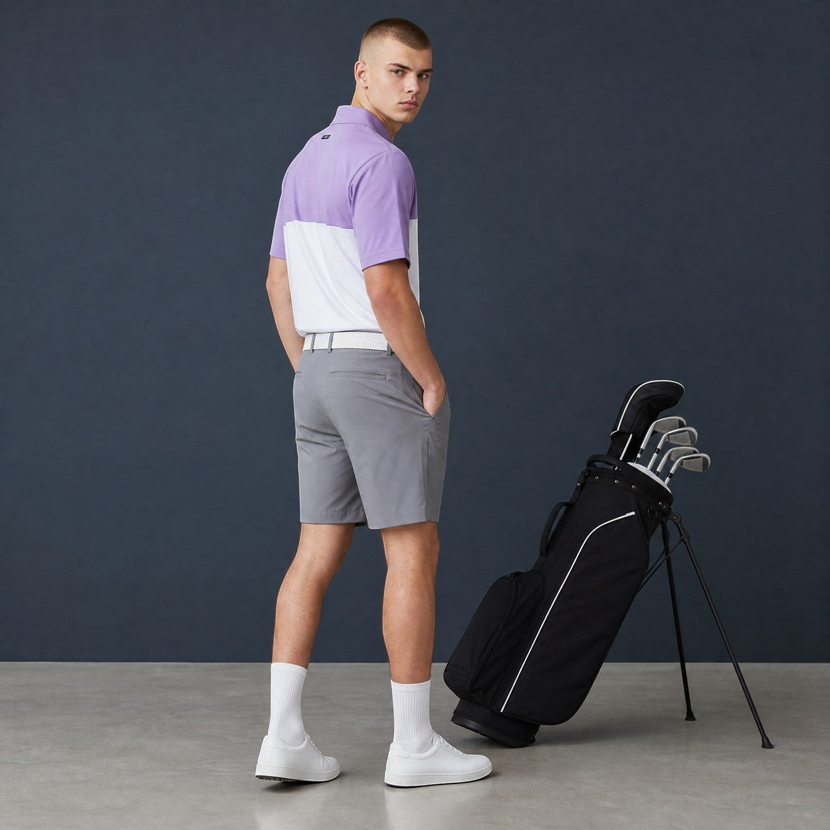 HARG Comfort Fit Golf Polo - Royal Purple / Chalk White - HARG Golf