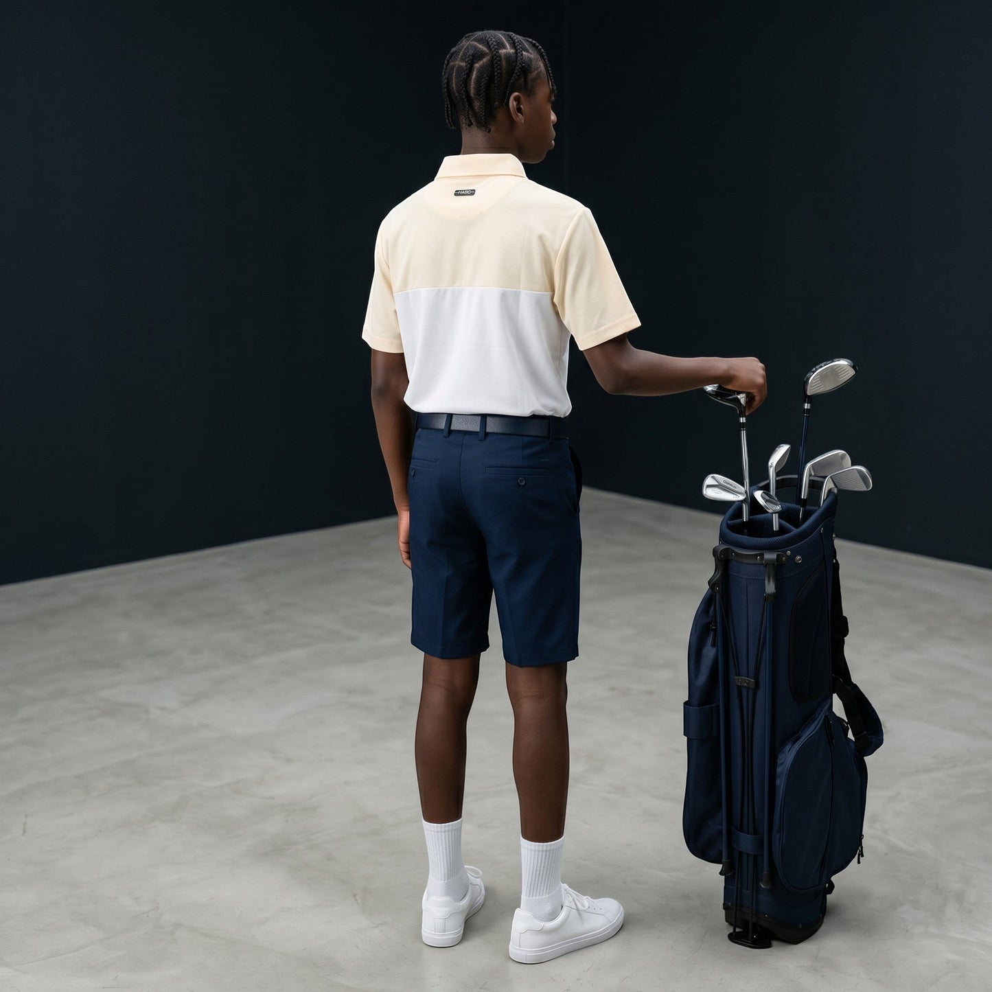 HARG Junior Comfort Fit Golf Polo - Lemon Yellow / Chalk White - HARG Golf