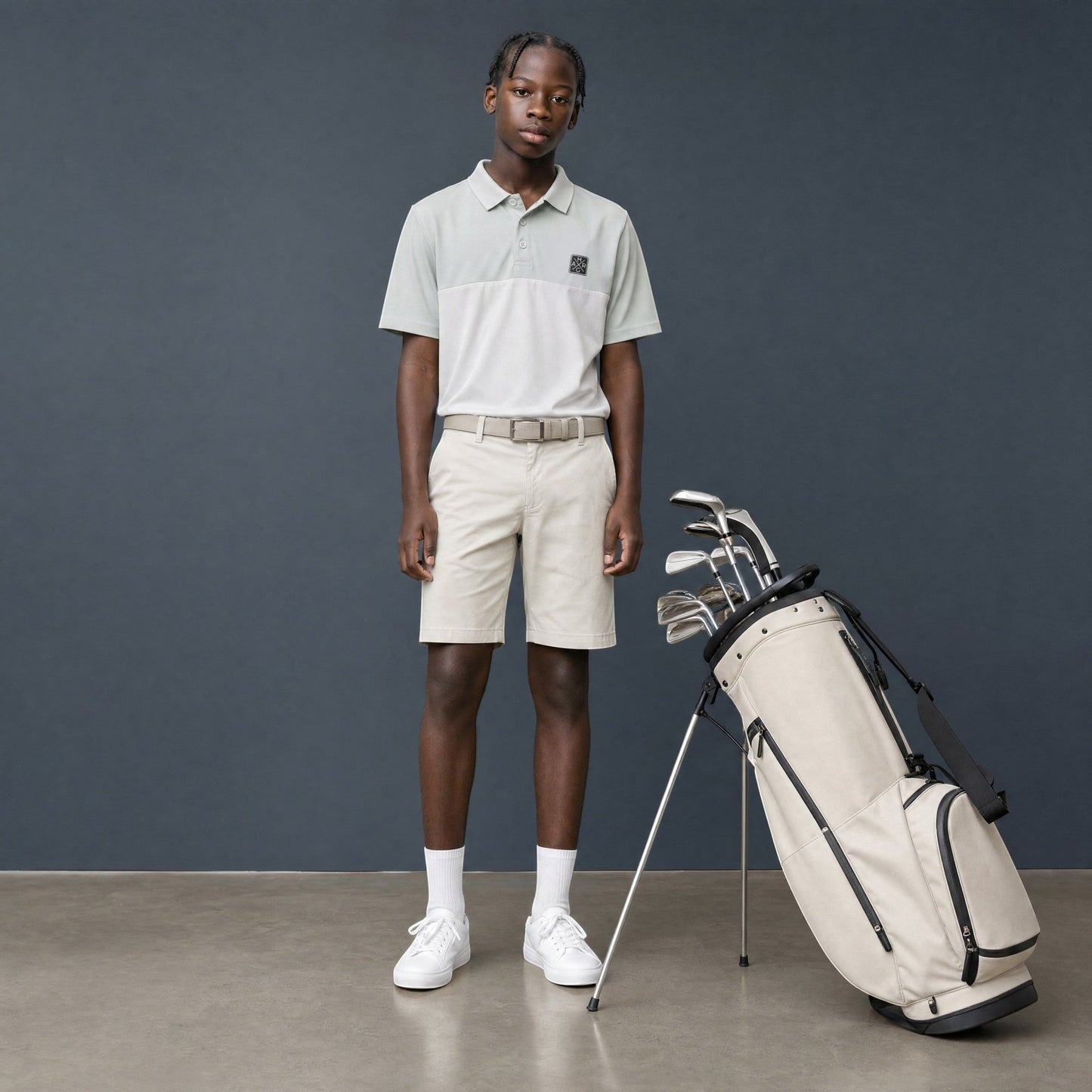 HARG Junior Comfort Fit Golf Polo - Mint Green / Chalk White - HARG Golf