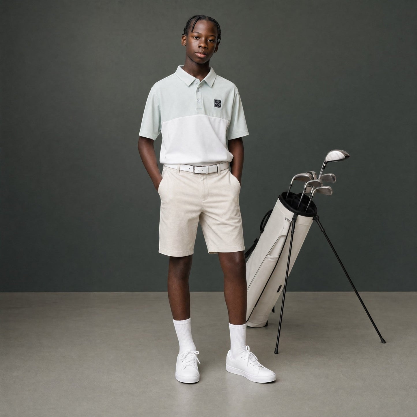 HARG Junior Comfort Fit Golf Polo - Mint Green / Chalk White - HARG Golf