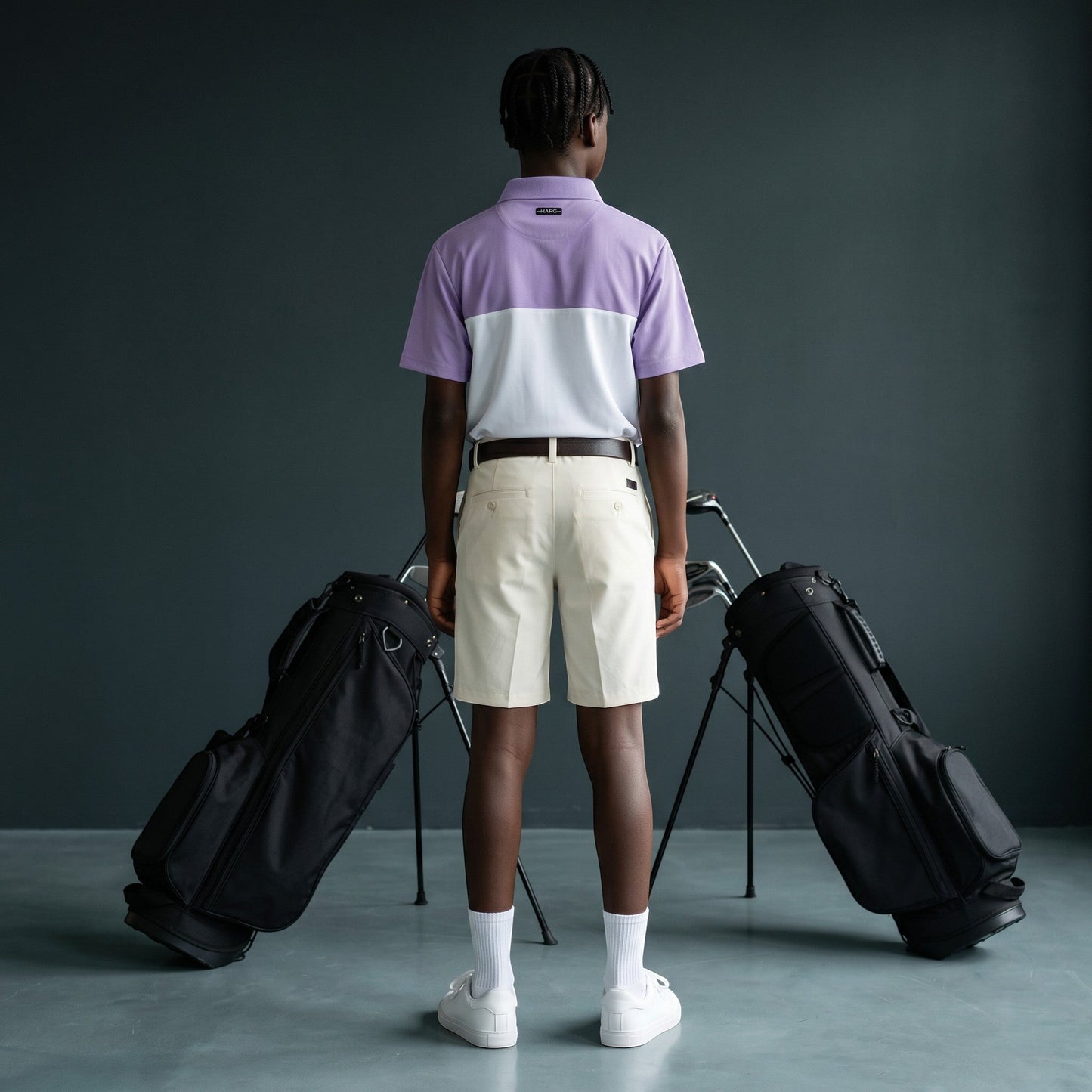 HARG Junior Comfort Fit Golf Polo - Royal Purple / Chalk White - HARG Golf
