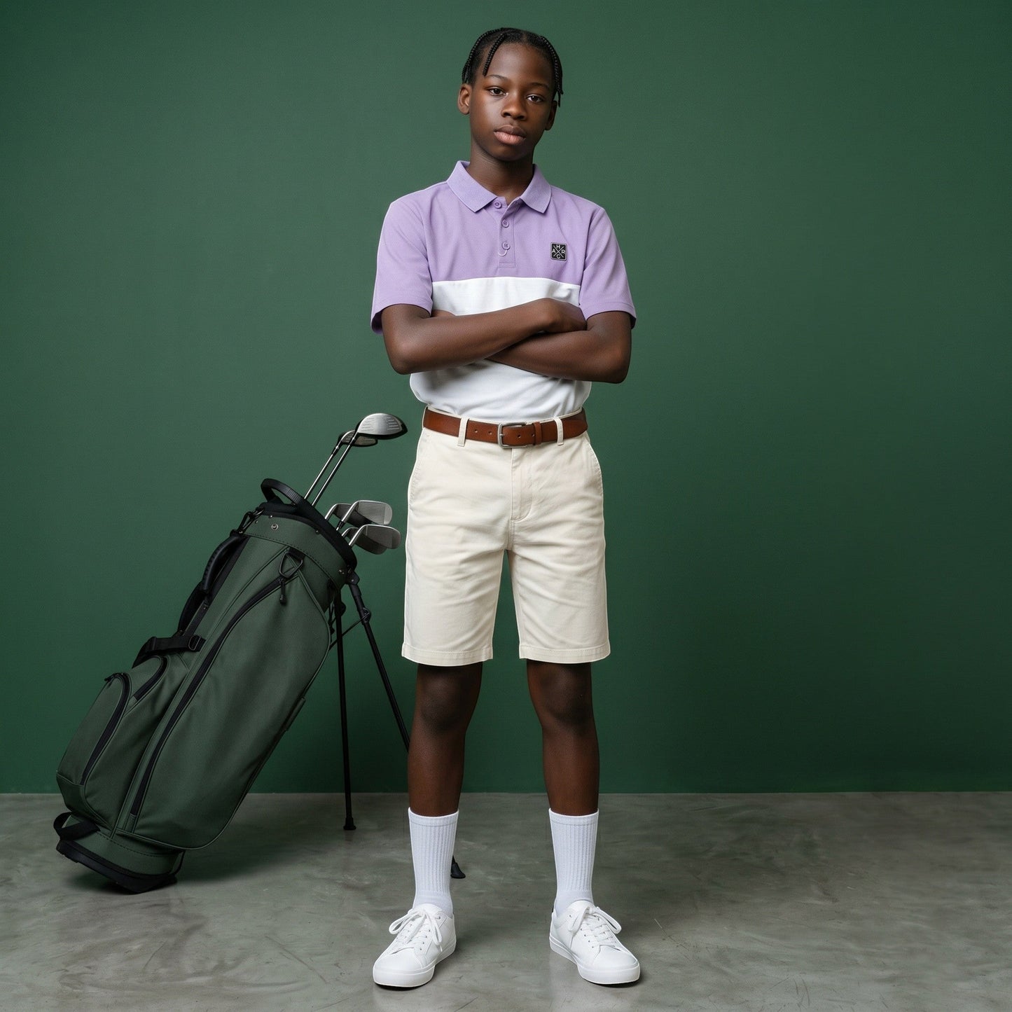 HARG Junior Comfort Fit Golf Polo - Royal Purple / Chalk White - HARG Golf