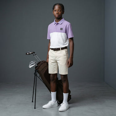 HARG Junior Comfort Fit Golf Polo - Royal Purple / Chalk White - HARG Golf