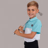 HARG Junior Comfort Fit Golf Polo - Sky Blue / Chalk White - HARG Golf