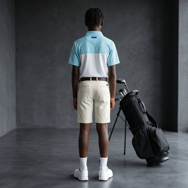 HARG Junior Comfort Fit Golf Polo - Sky Blue / Chalk White - HARG Golf