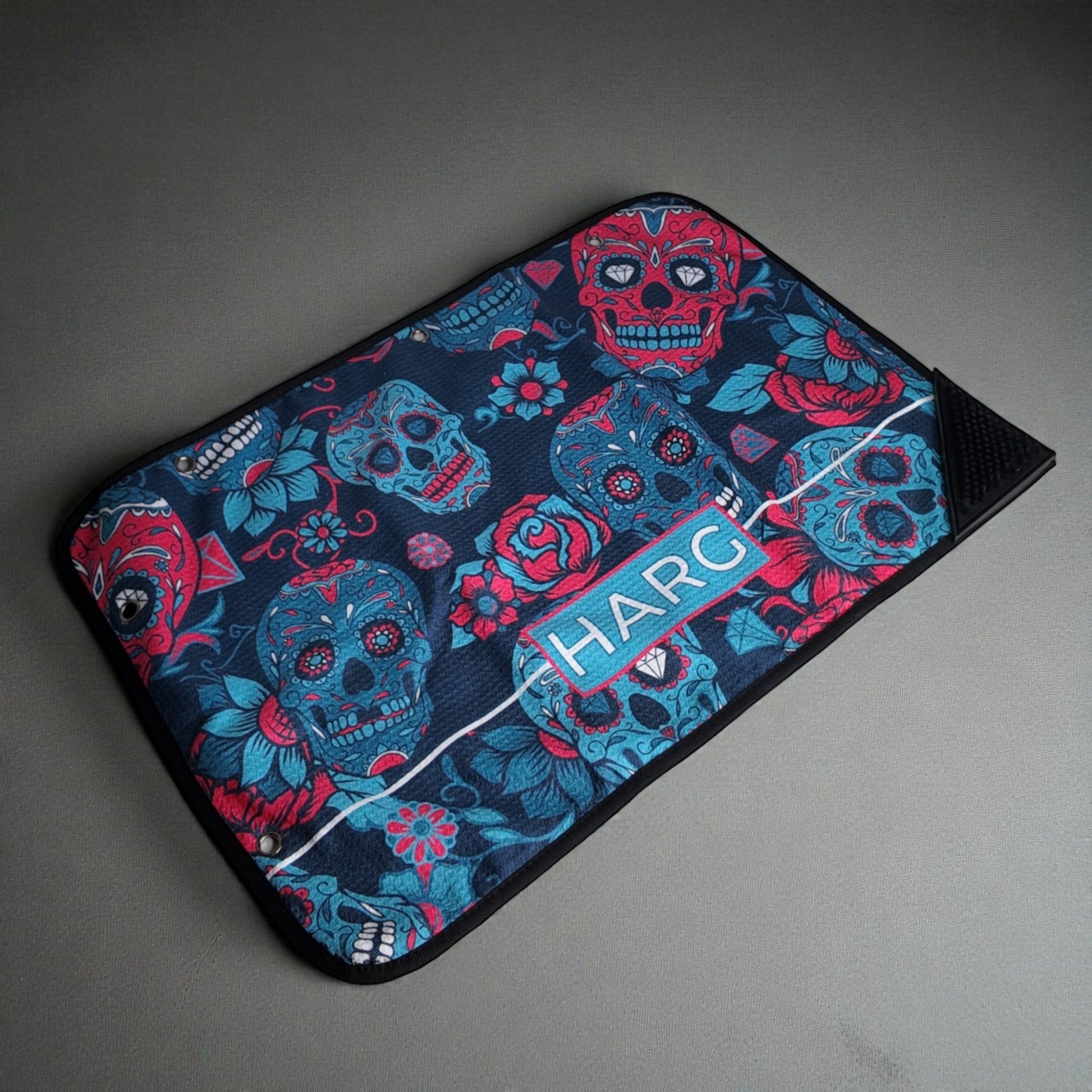 HARG Microfibre Golf Towel - Blue Sugar Skulls - HARG Golf