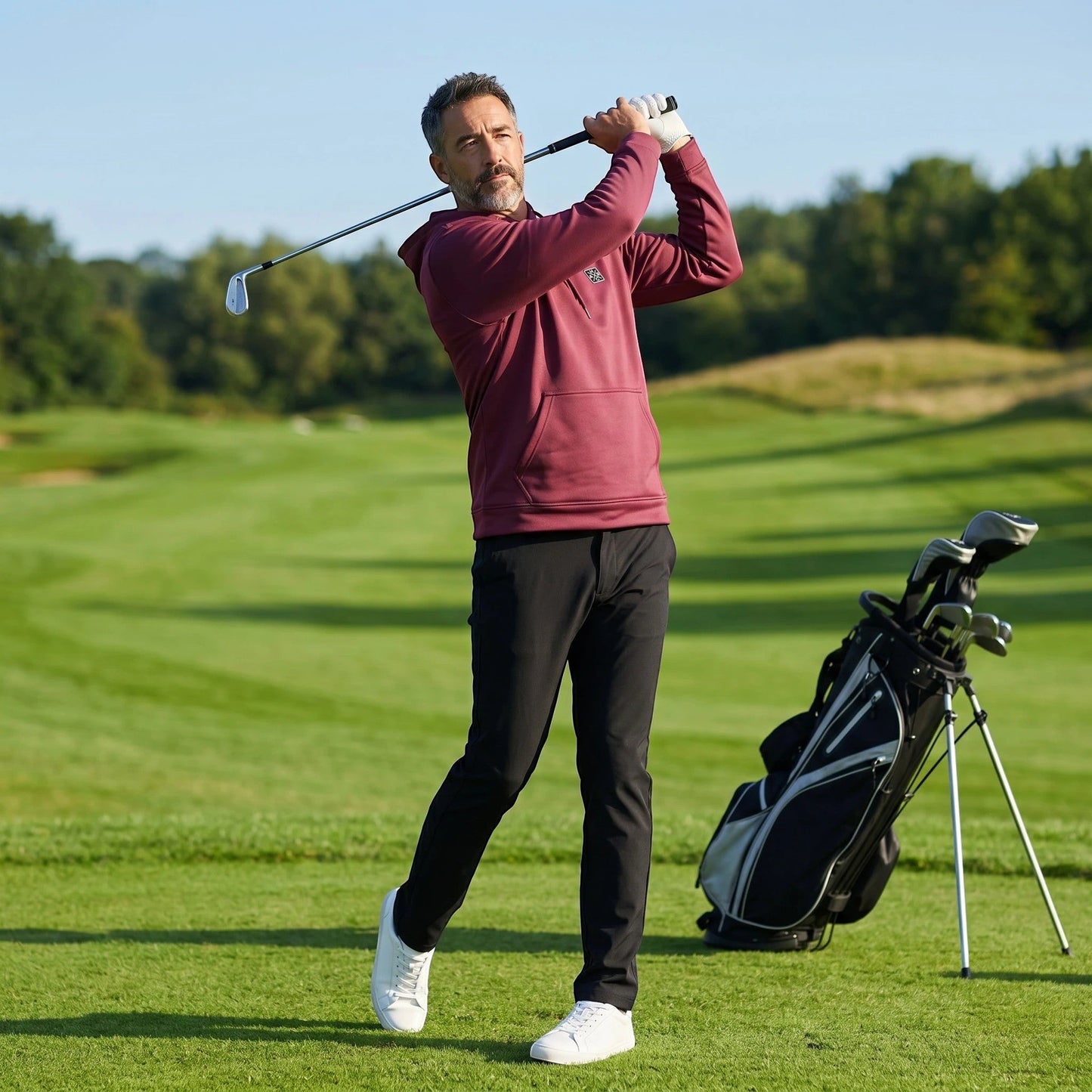 SportFit Golf Hoodie - Burgundy - HARG Golf
